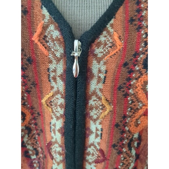 Peruvian Imports Sweater Med 100% Alpaca Cardigan Full Zip Bolivia Artsy Rare - Picture 5 of 9